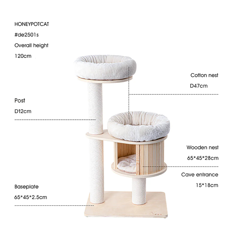 Classic Solid Wood Cat Tree Perch - 118.5cm