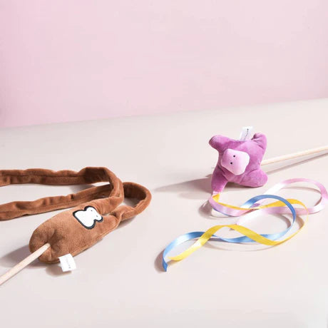 MICHU Natural Interactive Cat Wand - Safe Hunting Distance Cat Toys for Indoor Cats