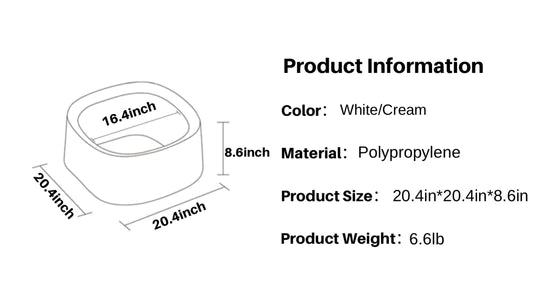 MICHU Macaron High Edge Cream White Open Style Extra Large Cat Litter Box Designed by MEOOF XL
