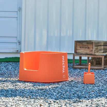 MICHU XXL Container Cat Litter Box with Scoop, Coral and BoBa