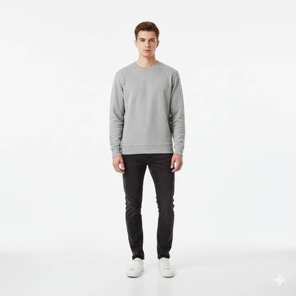Grey Crewneck Sweatshirt – Classic Unisex Fleece Pullover