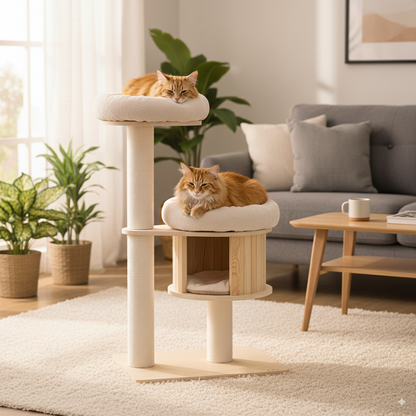 Classic Solid Wood Cat Tree Perch - 118.5cm