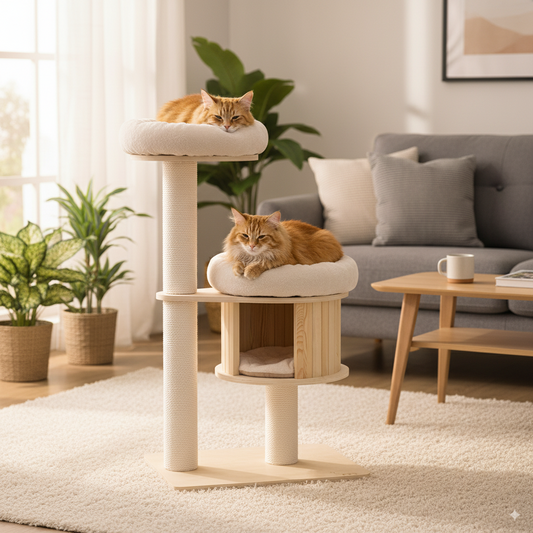 Classic Solid Wood Cat Tree Perch - 118.5cm