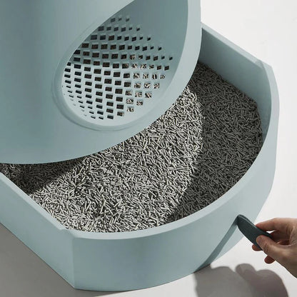 MICHU XL Castle 2-in-1 Front Entry Cat Litter Box with Scratch Basin & Scoop Included, White