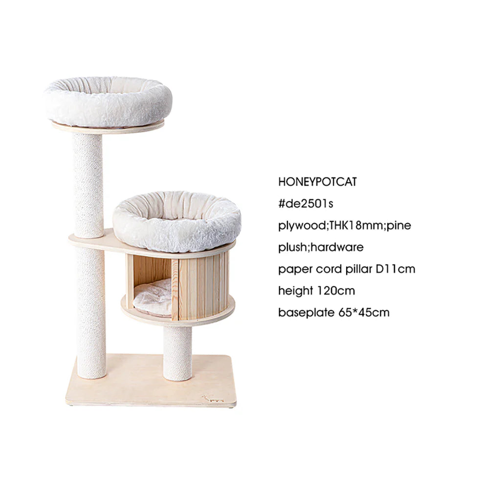 Classic Solid Wood Cat Tree Perch - 118.5cm
